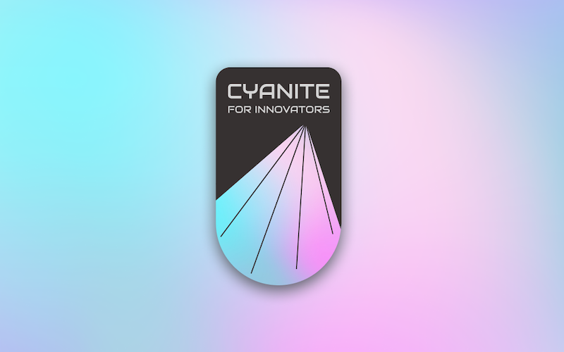 A colorful badge that represents the Cyanite for Innovators program