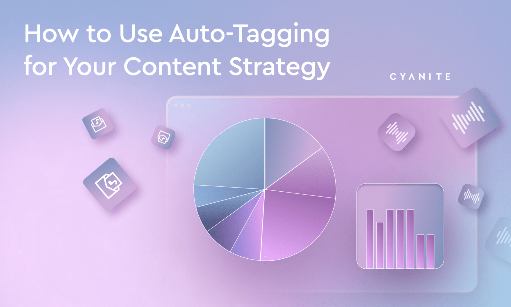 A Blog Cover showing pie charts that show the content of a catalog in percentages per music auto-tagging metadata.