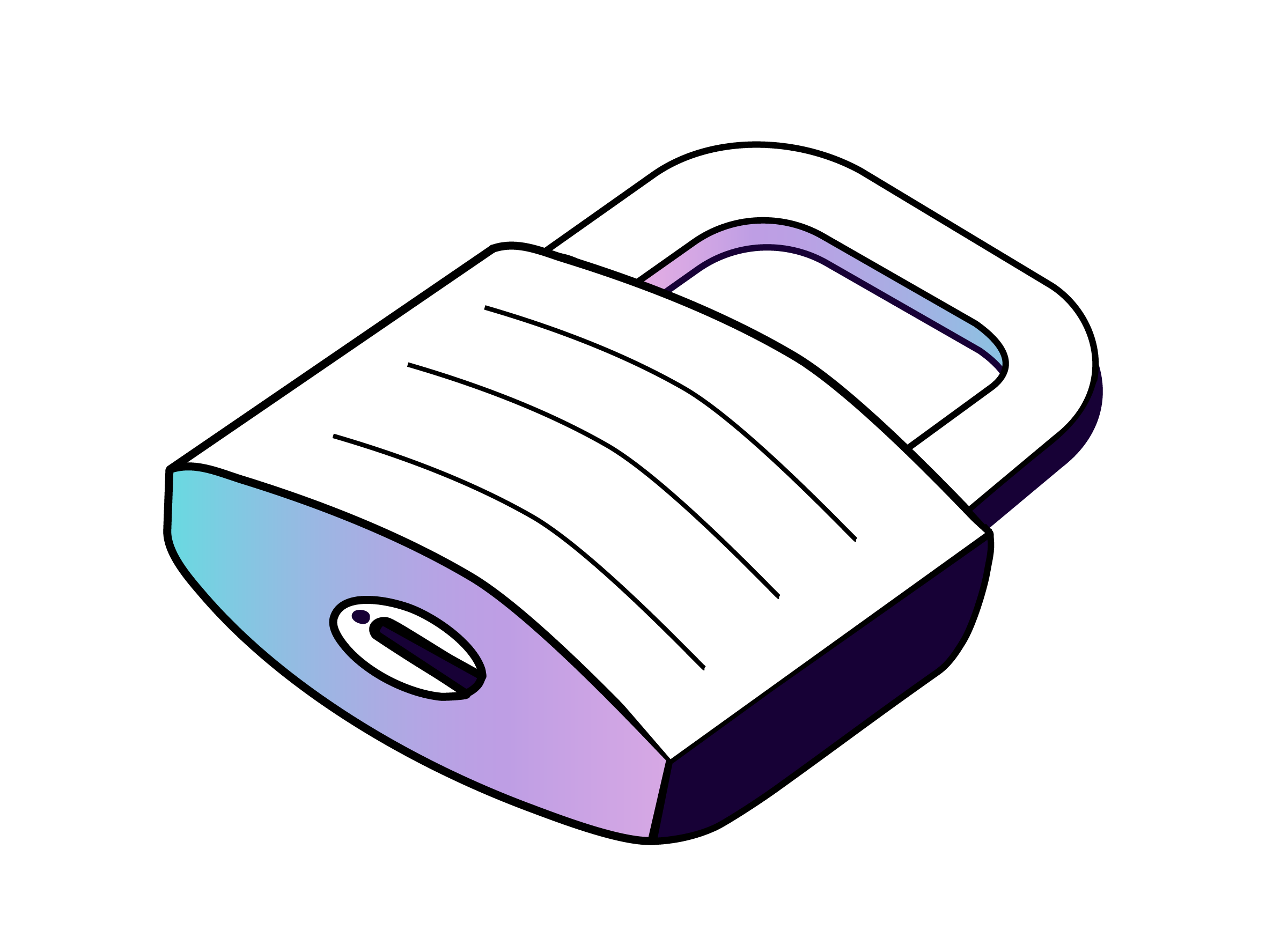 Reliability The image depicts a minimalistic illustration of a lock with a gradient color scheme featuring hues of cyan, purple, and white. The design has a clean and modern aesthetic, possibly symbolizing security.
